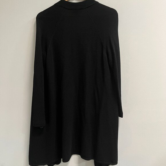 Eileen Fisher Women's Long Ribbed Black Open Front Cardigan Sweater Small - Picture 3 of 4